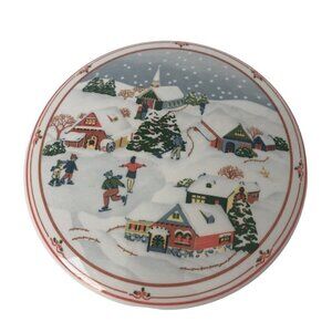 Hankook Trinket Box Winter Christmas Village Holiday Snow  3.5"